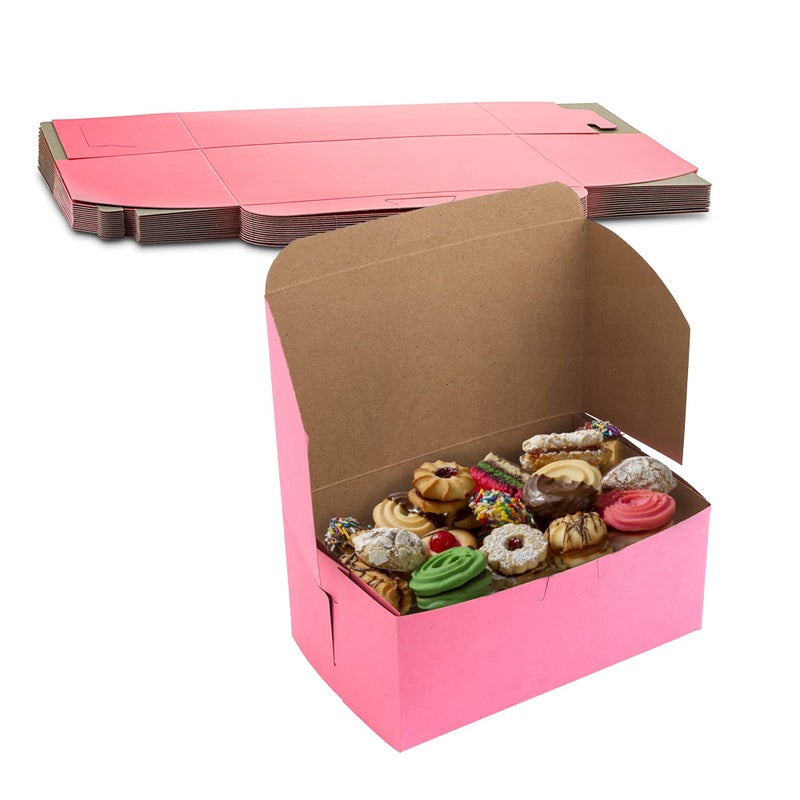 MT Products Pink Pastry Boxes 8" x 5" x 3.5" - Kraft Bakery Boxes No-Window (Pack of 25) - Made in USA - Image 1